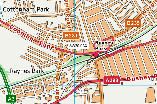 SW20 0AX map - OS VectorMap District (Ordnance Survey) SW20 0AX map - OS VectorMap District (Ordnance Survey)