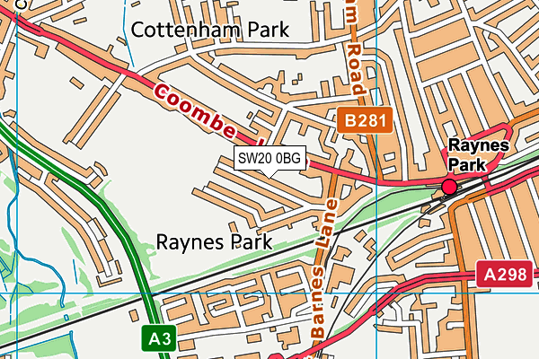 SW20 0BG map - OS VectorMap District (Ordnance Survey) SW20 0BG map - OS VectorMap District (Ordnance Survey)