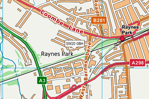 SW20 0BH map - OS VectorMap District (Ordnance Survey) SW20 0BH map - OS VectorMap District (Ordnance Survey)