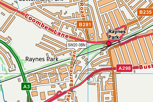 SW20 0BN map - OS VectorMap District (Ordnance Survey) SW20 0BN map - OS VectorMap District (Ordnance Survey)