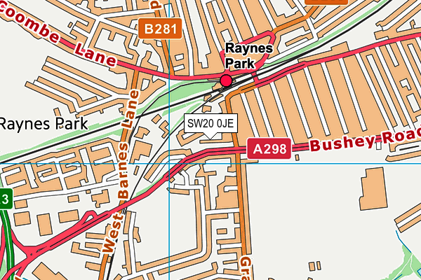 SW20 0JE map - OS VectorMap District (Ordnance Survey) SW20 0JE map - OS VectorMap District (Ordnance Survey)