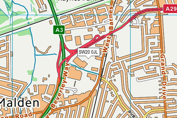SW20 0JL map - OS VectorMap District (Ordnance Survey) SW20 0JL map - OS VectorMap District (Ordnance Survey)