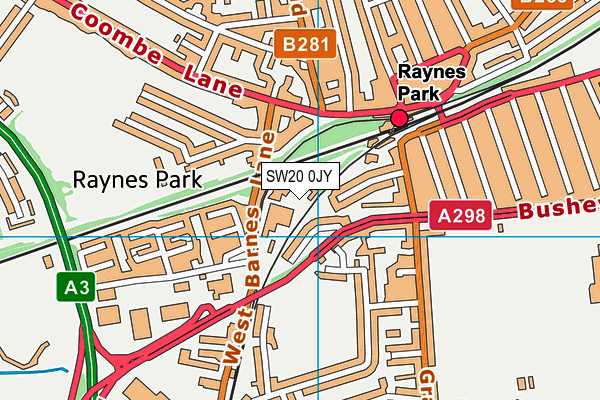 SW20 0JY map - OS VectorMap District (Ordnance Survey) SW20 0JY map - OS VectorMap District (Ordnance Survey)