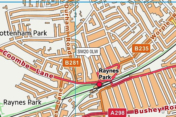 SW20 0LW map - OS VectorMap District (Ordnance Survey) SW20 0LW map - OS VectorMap District (Ordnance Survey)