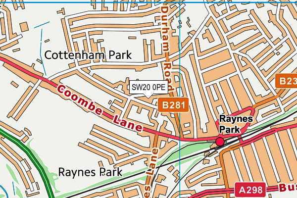 SW20 0PE map - OS VectorMap District (Ordnance Survey) SW20 0PE map - OS VectorMap District (Ordnance Survey)