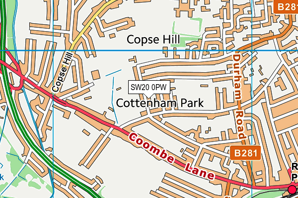 SW20 0PW map - OS VectorMap District (Ordnance Survey) SW20 0PW map - OS VectorMap District (Ordnance Survey)