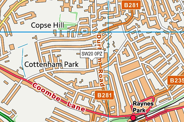 SW20 0PZ map - OS VectorMap District (Ordnance Survey) SW20 0PZ map - OS VectorMap District (Ordnance Survey)