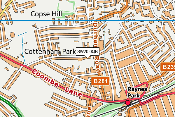 SW20 0QB map - OS VectorMap District (Ordnance Survey) SW20 0QB map - OS VectorMap District (Ordnance Survey)