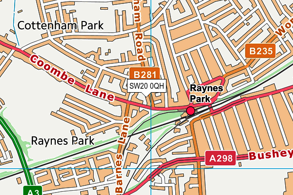 SW20 0QH map - OS VectorMap District (Ordnance Survey) SW20 0QH map - OS VectorMap District (Ordnance Survey)
