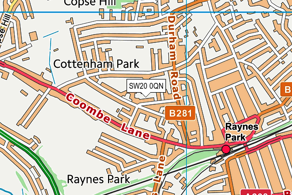 SW20 0QN map - OS VectorMap District (Ordnance Survey) SW20 0QN map - OS VectorMap District (Ordnance Survey)