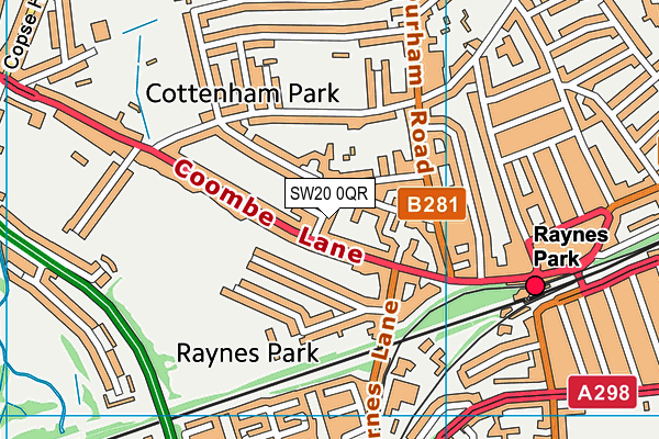 SW20 0QR map - OS VectorMap District (Ordnance Survey)