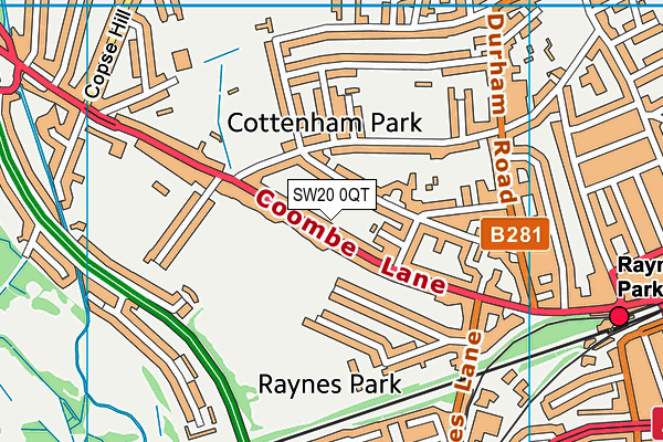 SW20 0QT map - OS VectorMap District (Ordnance Survey) SW20 0QT map - OS VectorMap District (Ordnance Survey)