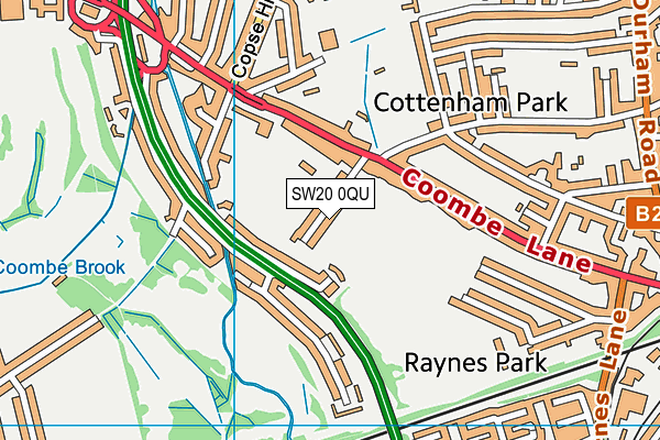SW20 0QU map - OS VectorMap District (Ordnance Survey) SW20 0QU map - OS VectorMap District (Ordnance Survey)