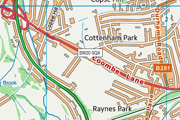 SW20 0QX map - OS VectorMap District (Ordnance Survey)