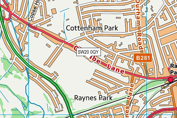SW20 0QY map - OS VectorMap District (Ordnance Survey) SW20 0QY map - OS VectorMap District (Ordnance Survey)