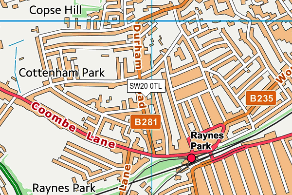 SW20 0TL map - OS VectorMap District (Ordnance Survey) SW20 0TL map - OS VectorMap District (Ordnance Survey)