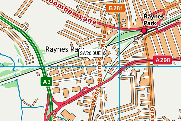 SW20 0UE map - OS VectorMap District (Ordnance Survey)