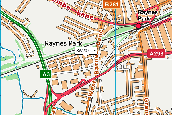 SW20 0UF map - OS VectorMap District (Ordnance Survey) SW20 0UF map - OS VectorMap District (Ordnance Survey)