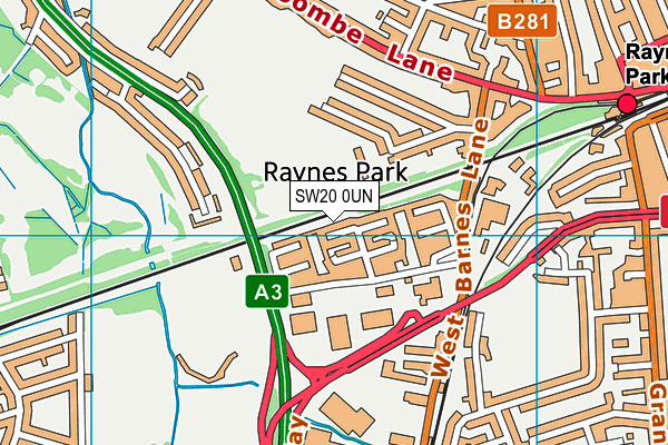 SW20 0UN map - OS VectorMap District (Ordnance Survey) SW20 0UN map - OS VectorMap District (Ordnance Survey)