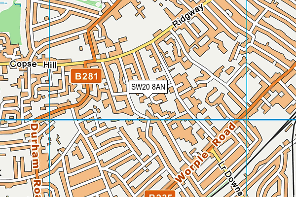 SW20 8AN map - OS VectorMap District (Ordnance Survey) SW20 8AN map - OS VectorMap District (Ordnance Survey)