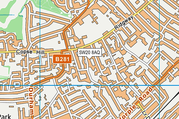 SW20 8AQ map - OS VectorMap District (Ordnance Survey) SW20 8AQ map - OS VectorMap District (Ordnance Survey)