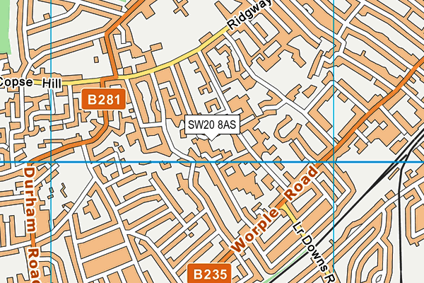 SW20 8AS map - OS VectorMap District (Ordnance Survey) SW20 8AS map - OS VectorMap District (Ordnance Survey)