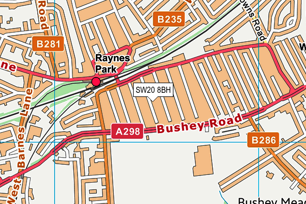 SW20 8BH map - OS VectorMap District (Ordnance Survey) SW20 8BH map - OS VectorMap District (Ordnance Survey)