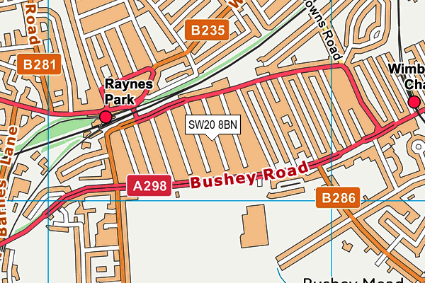 SW20 8BN map - OS VectorMap District (Ordnance Survey) SW20 8BN map - OS VectorMap District (Ordnance Survey)