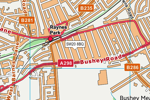 SW20 8BQ map - OS VectorMap District (Ordnance Survey) SW20 8BQ map - OS VectorMap District (Ordnance Survey)