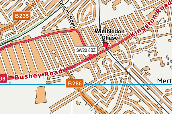 SW20 8BZ map - OS VectorMap District (Ordnance Survey) SW20 8BZ map - OS VectorMap District (Ordnance Survey)