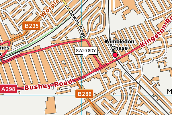 SW20 8DY map - OS VectorMap District (Ordnance Survey) SW20 8DY map - OS VectorMap District (Ordnance Survey)