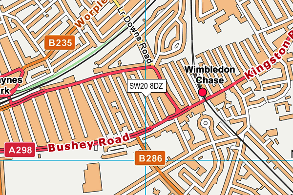 SW20 8DZ map - OS VectorMap District (Ordnance Survey) SW20 8DZ map - OS VectorMap District (Ordnance Survey)