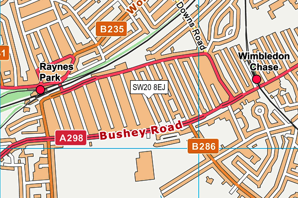SW20 8EJ map - OS VectorMap District (Ordnance Survey) SW20 8EJ map - OS VectorMap District (Ordnance Survey)