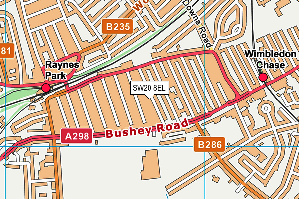 SW20 8EL map - OS VectorMap District (Ordnance Survey) SW20 8EL map - OS VectorMap District (Ordnance Survey)