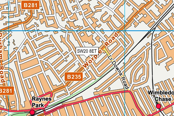SW20 8ET map - OS VectorMap District (Ordnance Survey) SW20 8ET map - OS VectorMap District (Ordnance Survey)