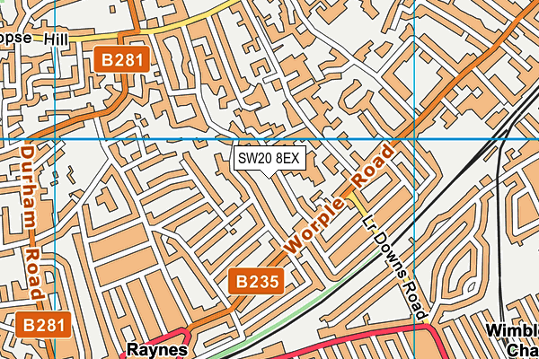 SW20 8EX map - OS VectorMap District (Ordnance Survey) SW20 8EX map - OS VectorMap District (Ordnance Survey)