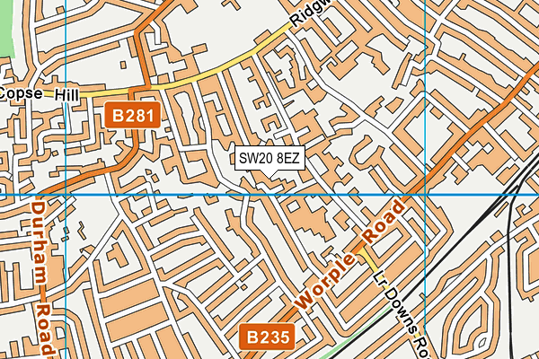 SW20 8EZ map - OS VectorMap District (Ordnance Survey) SW20 8EZ map - OS VectorMap District (Ordnance Survey)