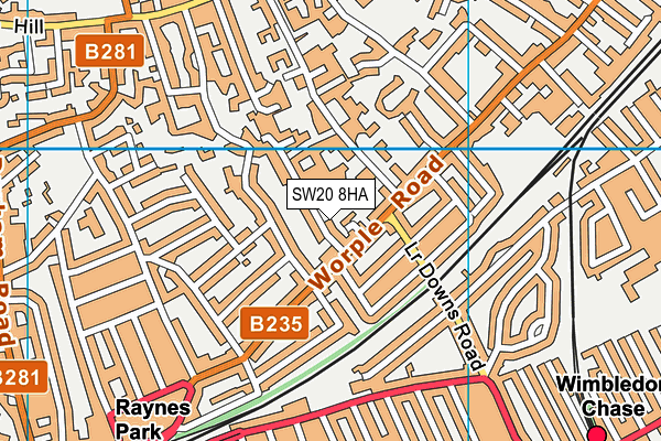 SW20 8HA map - OS VectorMap District (Ordnance Survey) SW20 8HA map - OS VectorMap District (Ordnance Survey)