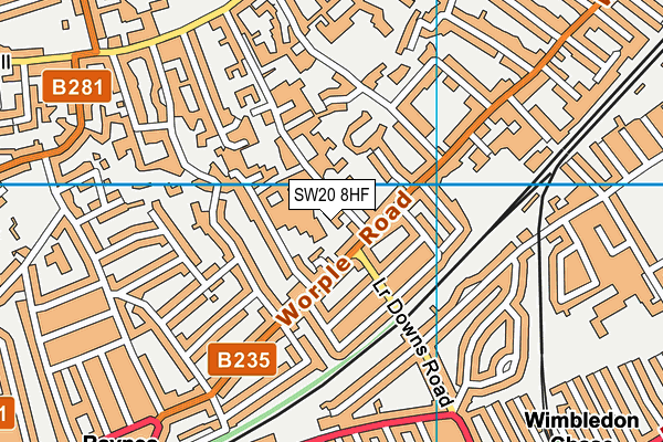SW20 8HF map - OS VectorMap District (Ordnance Survey) SW20 8HF map - OS VectorMap District (Ordnance Survey)