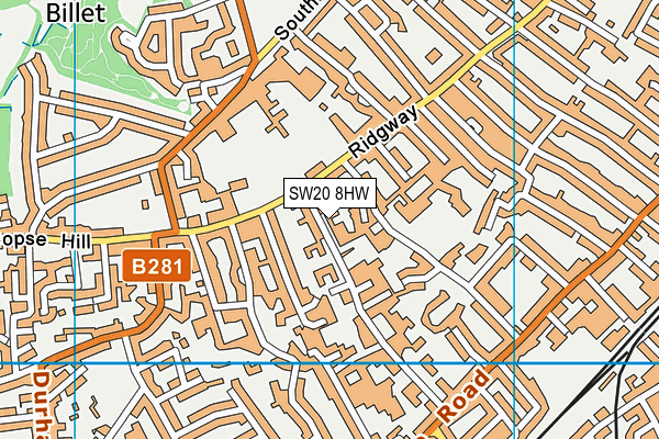 SW20 8HW map - OS VectorMap District (Ordnance Survey) SW20 8HW map - OS VectorMap District (Ordnance Survey)
