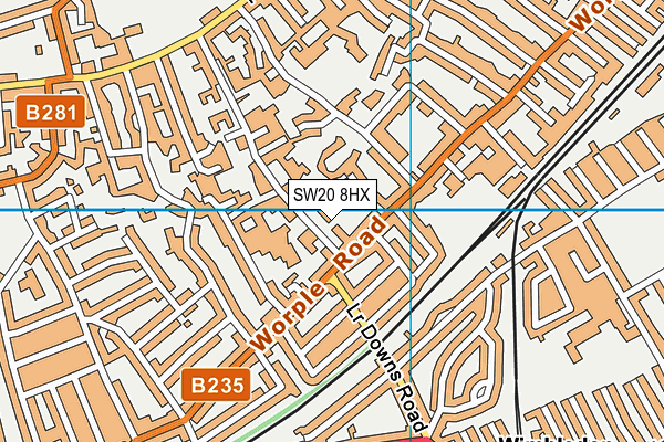 SW20 8HX map - OS VectorMap District (Ordnance Survey) SW20 8HX map - OS VectorMap District (Ordnance Survey)