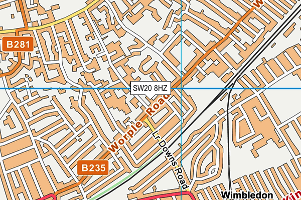 SW20 8HZ map - OS VectorMap District (Ordnance Survey) SW20 8HZ map - OS VectorMap District (Ordnance Survey)