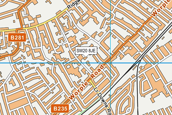 SW20 8JE map - OS VectorMap District (Ordnance Survey) SW20 8JE map - OS VectorMap District (Ordnance Survey)