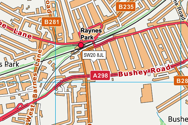SW20 8JL map - OS VectorMap District (Ordnance Survey) SW20 8JL map - OS VectorMap District (Ordnance Survey)