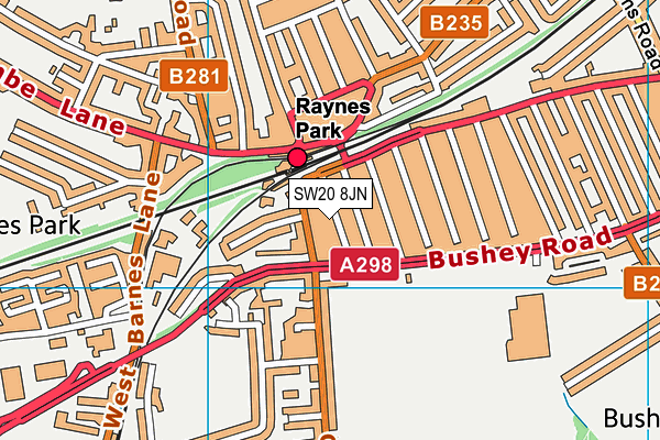 SW20 8JN map - OS VectorMap District (Ordnance Survey) SW20 8JN map - OS VectorMap District (Ordnance Survey)