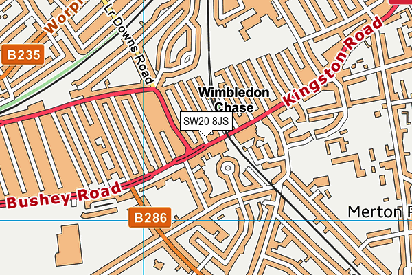 SW20 8JS map - OS VectorMap District (Ordnance Survey) SW20 8JS map - OS VectorMap District (Ordnance Survey)