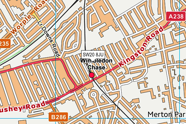 SW20 8JU map - OS VectorMap District (Ordnance Survey) SW20 8JU map - OS VectorMap District (Ordnance Survey)