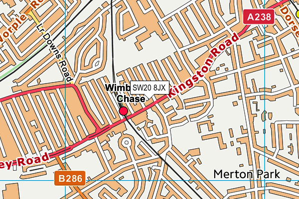 SW20 8JX map - OS VectorMap District (Ordnance Survey) SW20 8JX map - OS VectorMap District (Ordnance Survey)