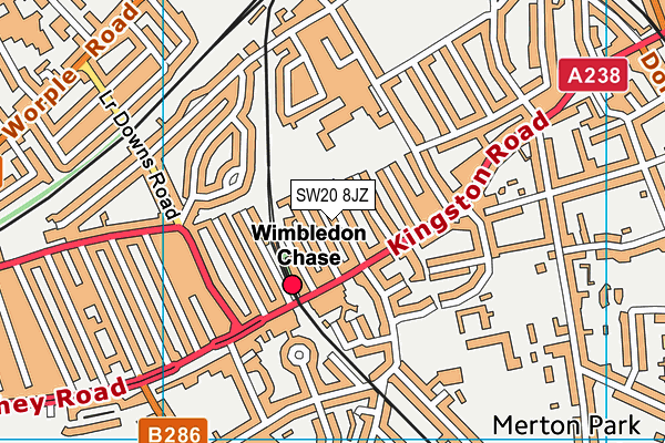 SW20 8JZ map - OS VectorMap District (Ordnance Survey) SW20 8JZ map - OS VectorMap District (Ordnance Survey)
