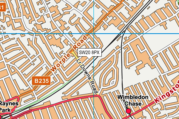 SW20 8PX map - OS VectorMap District (Ordnance Survey) SW20 8PX map - OS VectorMap District (Ordnance Survey)
